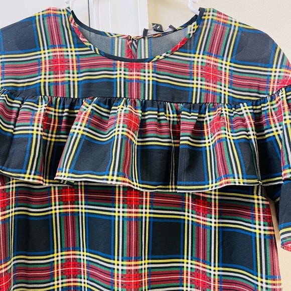 NWT Stunning J.crew Plaid Ruffle Women's size 4 Blouse - Picture 2 of 10